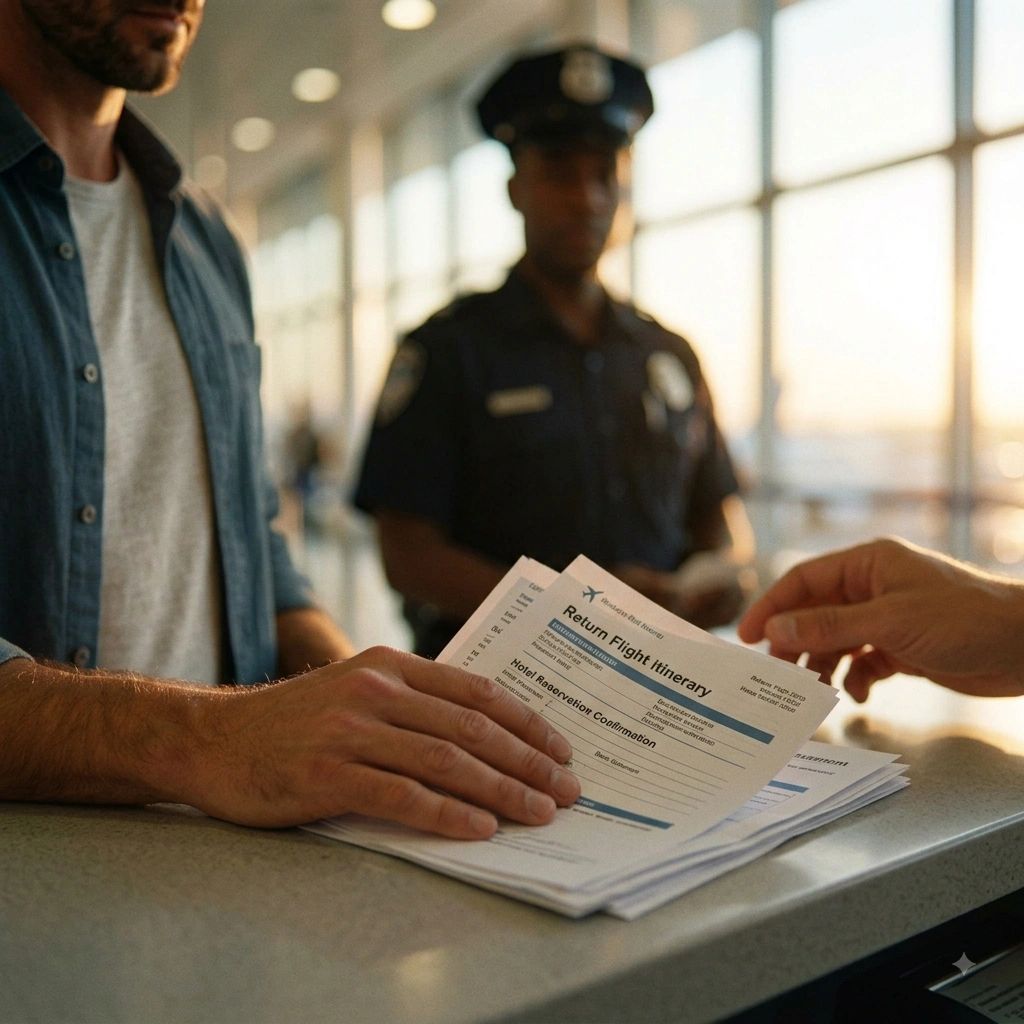 Fila de control migratorio en un aeropuerto